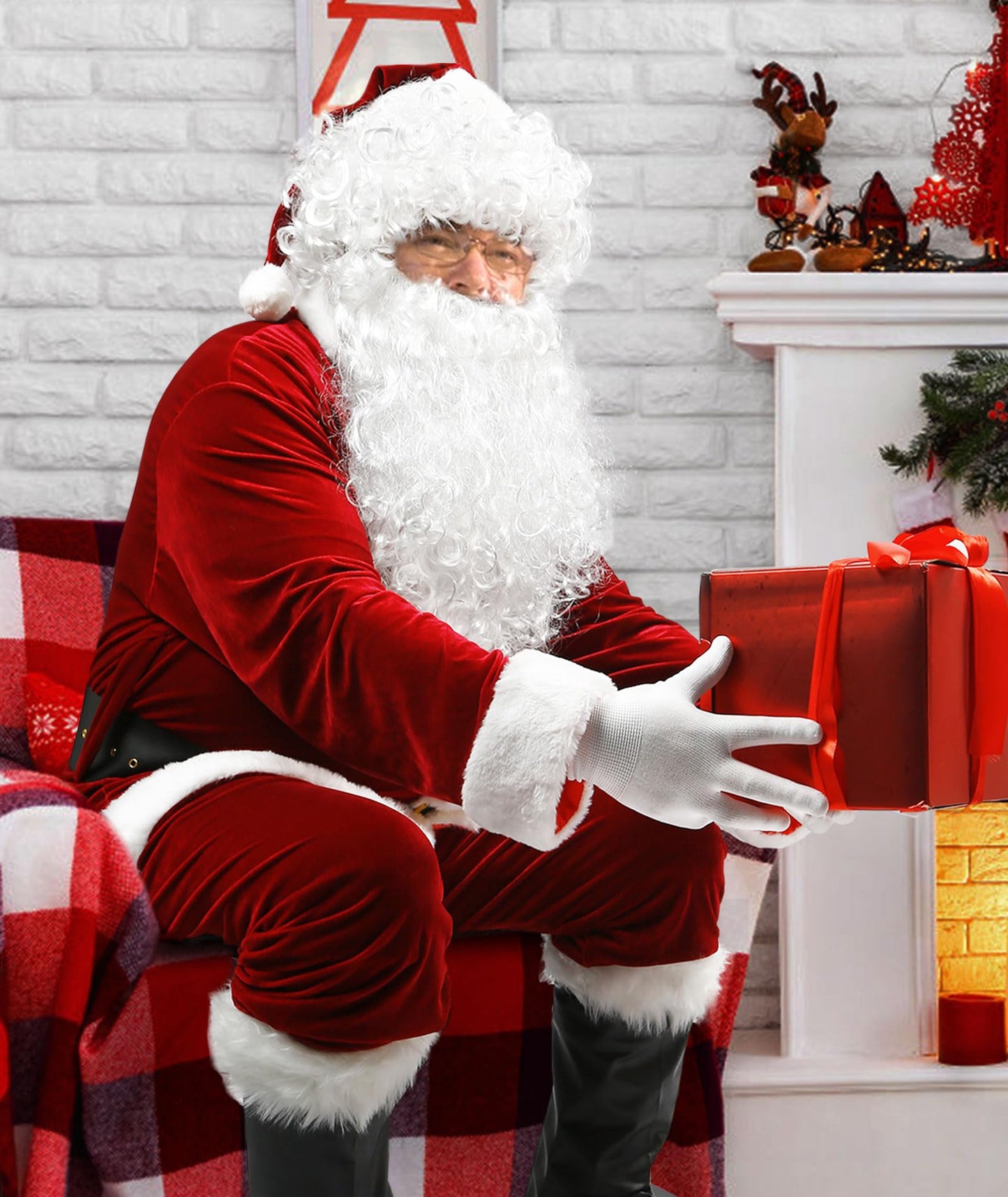dgdgbaby Santa Claus Costume for Men Women Adult - 9pc. Deluxe Costume Santa Suit Outfit