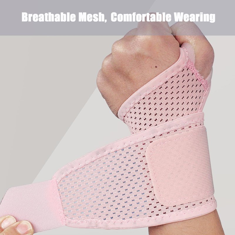 Ultra-Thin Mesh Wrist Brace - Breathable Compression Support for Pain Relief | Adjustable Unisex Design (Pink) - 2 Pack