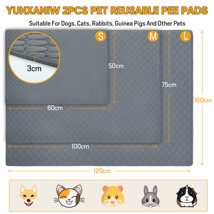 Reusable Dog Training Pads, 2 Pack Washable puppy training pads, Super Absorbent Waterproof Dog Mat Pee Pads for Dogs, Fast Drying Training Pads for Home, Car, Travel (60cm*50CM)