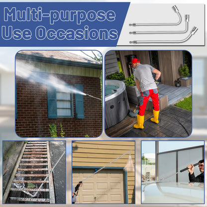120 Inch Pressure Washer Extension Wand,Upgrade Power Stainless Steel Washer Lance Accessories with 6 Nozzle Tips,30°/90°/120°Curved Rods,Cleaner Tool Replacement