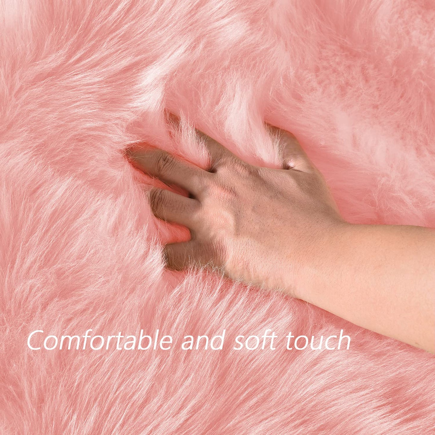 Latepis 3x5 Faux Fur Sheepskin Rug for Living Room, Fuzzy Rugs for Teen Girls Bedroom, Dorm, Luxury Room Decor, Pink Fur Rugs, Rectangle