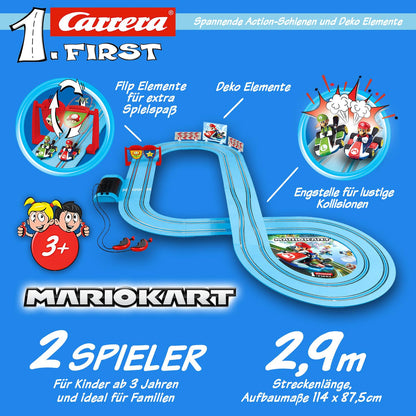 Carrera 20063028 Mario Kart - FIRST Slot Racing Track, For Children From 3 Years And Adults, 2.9 Metres, With Mario Kart - Mario & Mario Kart - Luigi - Multicolor
