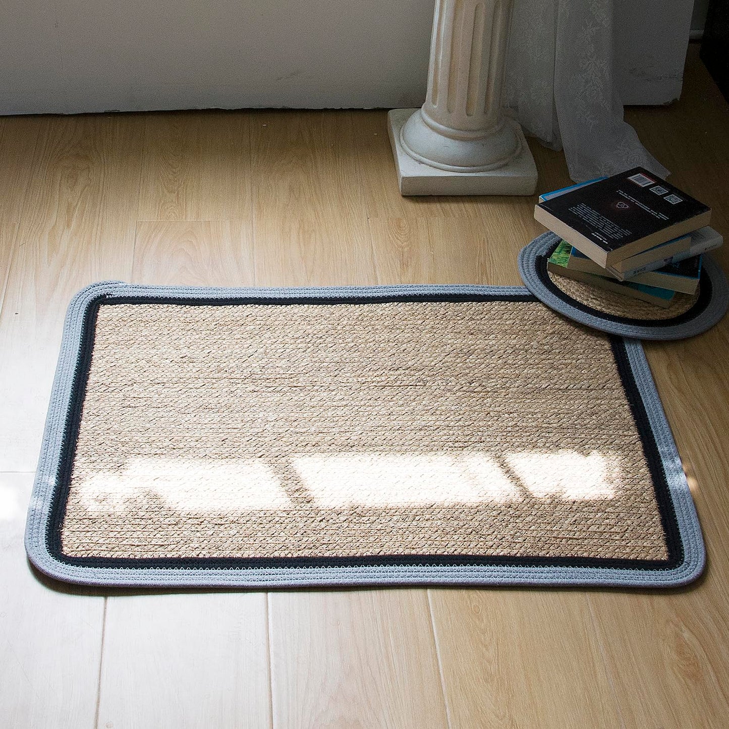 Furnnylane Handwoven Braided Rug, 2x3 Ft Rectangle Reversible Area Rug, Pet-Friendly Durable Natural Fiber Carpet for Living Room, Dining Room, Bedroom, Entryway