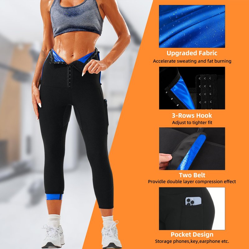 LMCOB Sauna Sweat Pants for Women High Waist Compression Sauna Leggings Workout Sauna Pants for Weight Loss(BH70063-01-S)