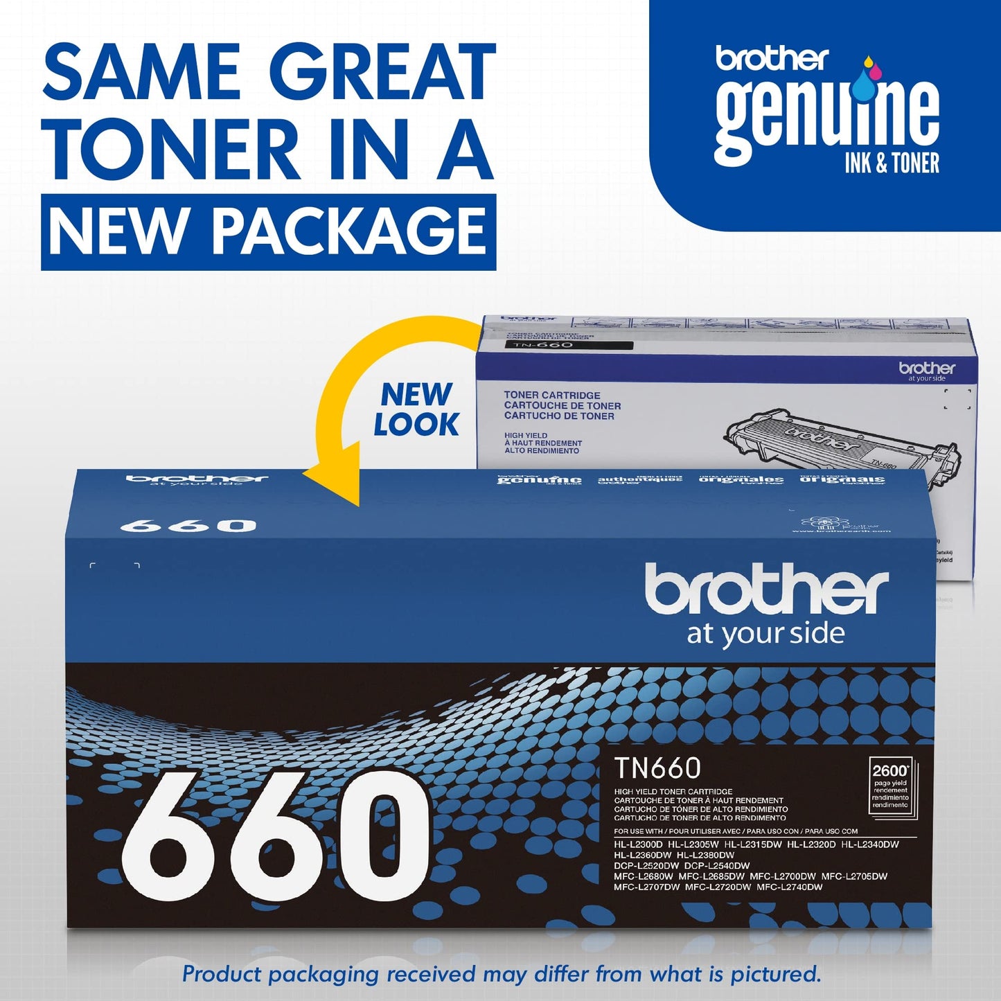 Brother Genuine High Yield Toner Cartridge, TN660, Replacement Black Toner, Page Yield Up to 2,600 Pages, Amazon Dash Replenishment Cartridge, Black, 1 pack