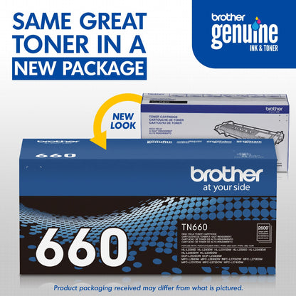 Brother Genuine High Yield Toner Cartridge, TN660, Replacement Black Toner, Page Yield Up to 2,600 Pages, Amazon Dash Replenishment Cartridge, Black, 1 pack