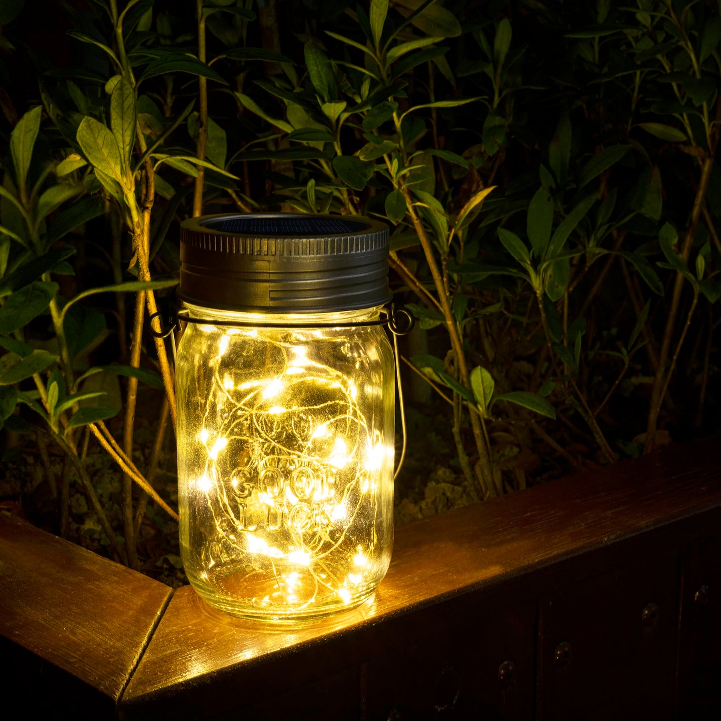 GIGALUMI Hanging Mason Jar Solar Lights, 6 Pack 30 Led Hanging Solar Lanterns Outdoor Waterproof, Hangers and Jars Included, Outdoor Decor for Balcony, Garden, Patio, Yard, Wedding