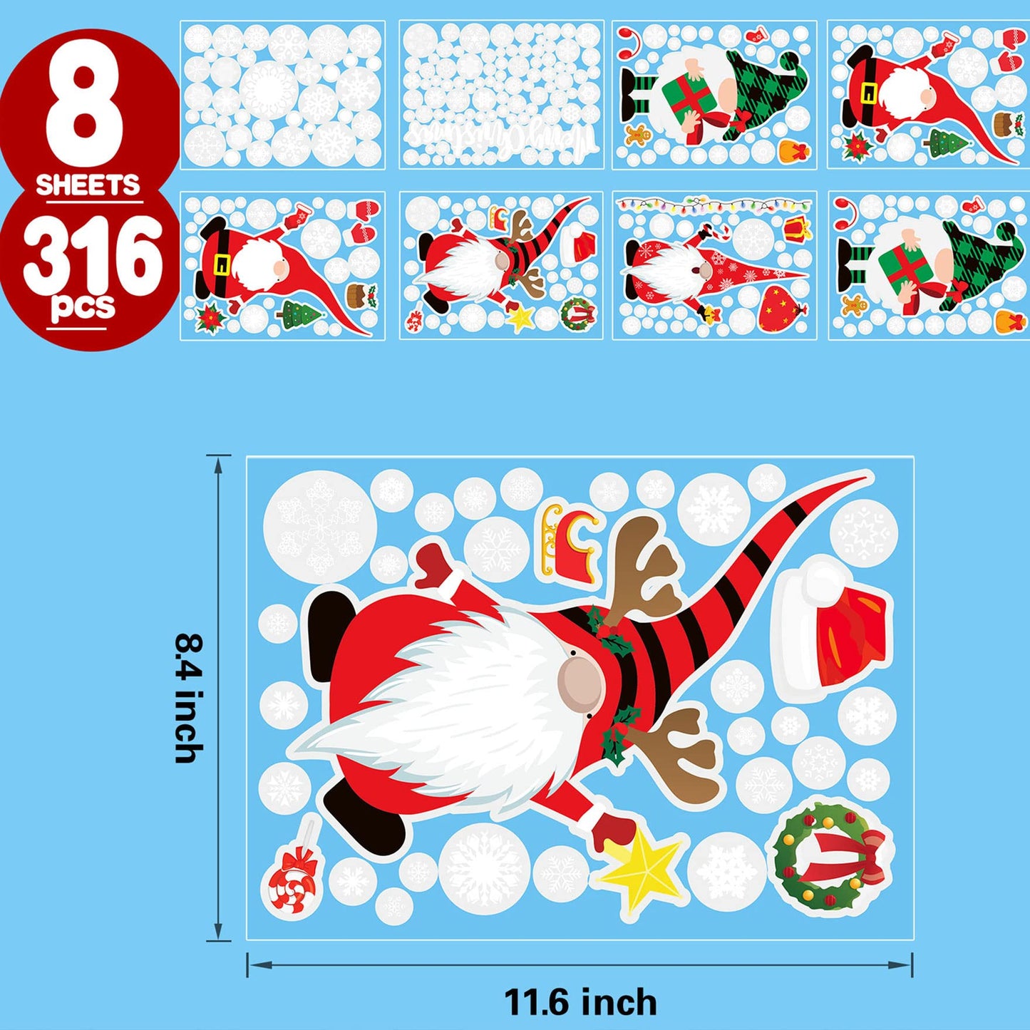 Funnlot Christmas Window Clings - 316PCS Christmas Decorations Window Stickers Decals for Glass Windows Office Home Indoor Outdoor