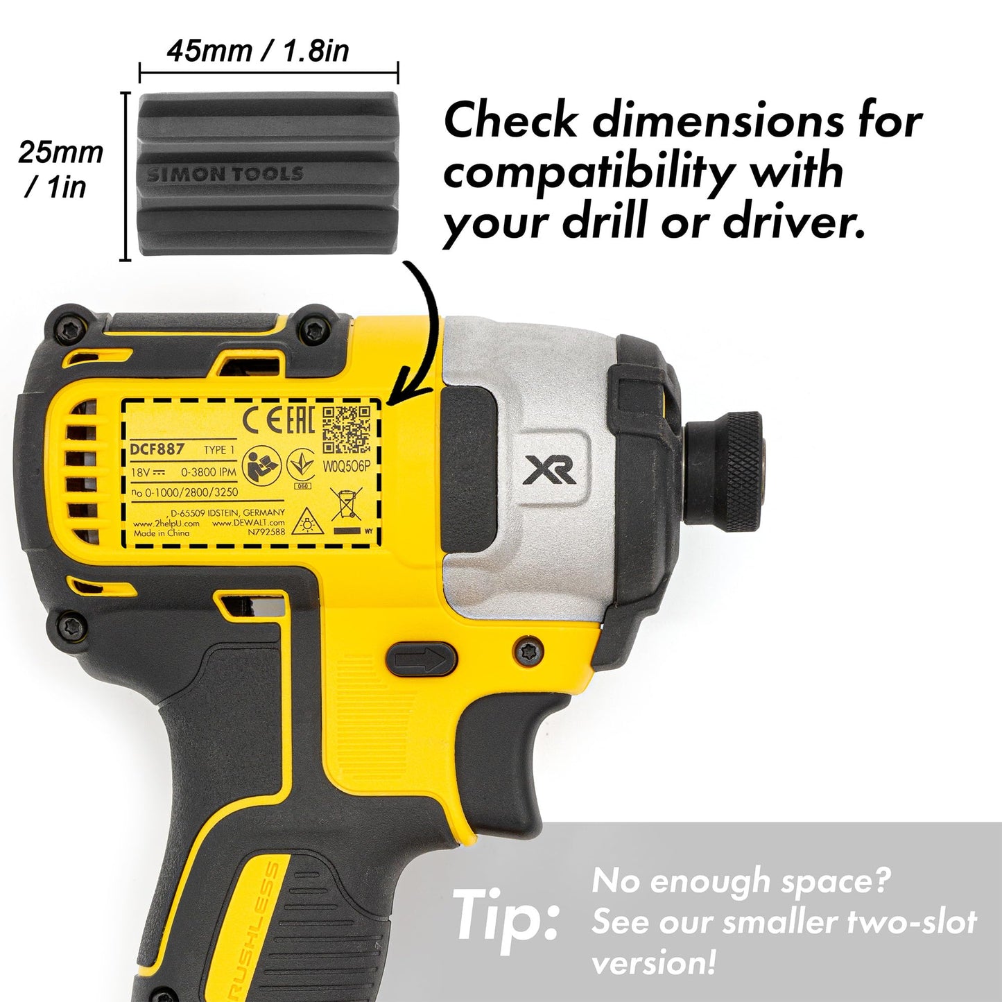 Simon Tools Magnetic Bit Holder for Impact Drivers and Drills - Super Strong Adhesive - Drill Accessory Compatible With Most Drills Brands like Dewalt, Makita, Klein, Bosch and Milwaukee Bit Holder