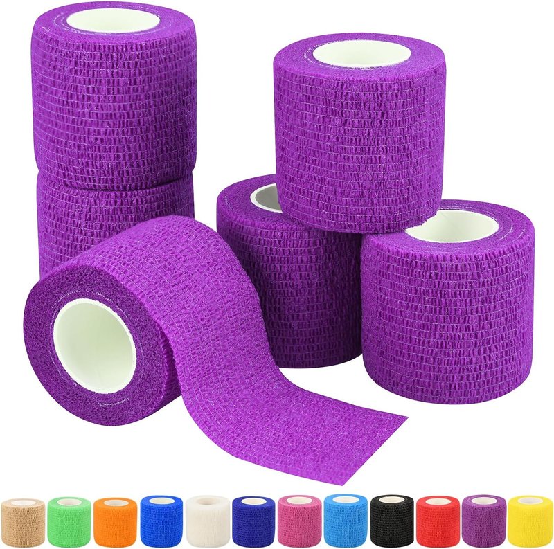 Self-Adhesive Bandage Wraps - 6 Pack | 2 Inch, 5 Yard, 12 Color Options for Sports & Swelling Relief
