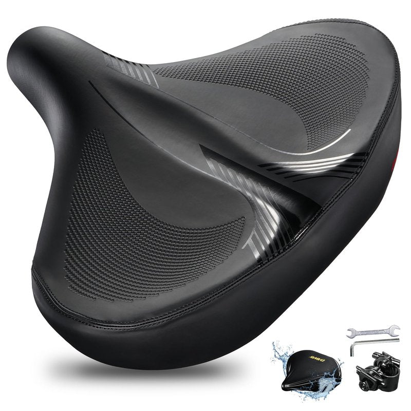 DAWAY C40 Ultra Comfortable Oversized Bike Seat - Memory Foam Padded, Extra Wide Bicycle Saddle, Ergonomic Replacement Cushion for Men Women - Fits for Peloton, Cruiser, Mountain, Road, Exercise Bikes