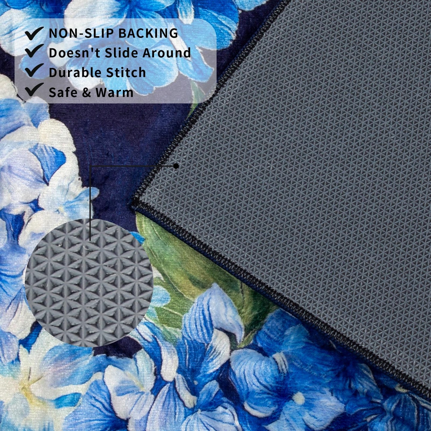 Botoutin Cute Bath Mat, Wild Flower Extra Soft Bathroom Rugs Non Slip, High Absorbent Area Rug, Machine Washable Bathroom Mat, Great for Indoor Bathtub Bedroom Floor, Navy 30" x 20"