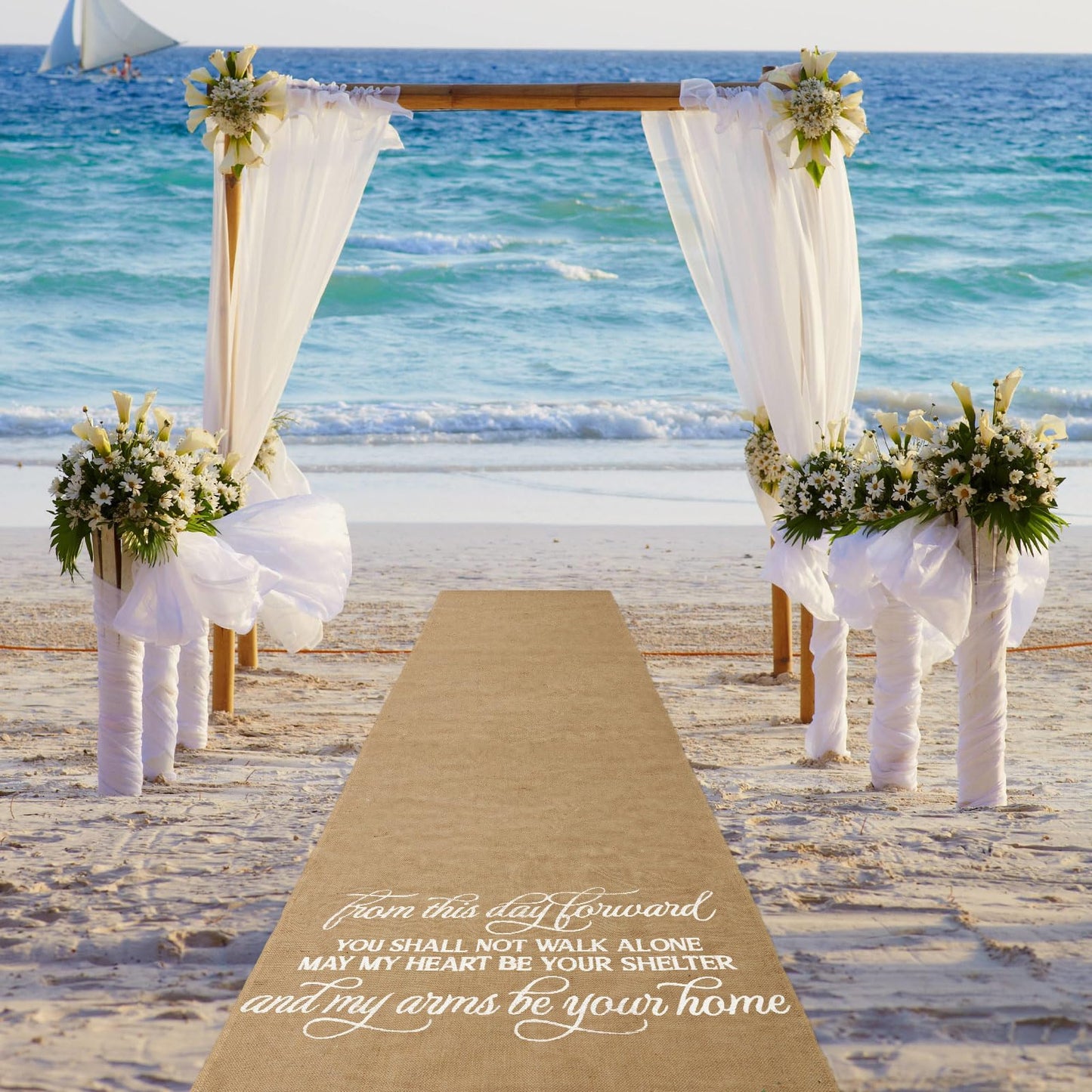 Tudomro 40 Inch x 15 Ft Extra Long Natural Burlap Wedding Aisle Runner Outdoor Jute Burlap Aisle Runner for Wedding Ceremony Rustic Indoor Carpet for Walkway (Stylish Style)