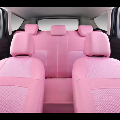 CAR PASS Pink Car Seat Cover Full Sets, Air Breath in Summer Mesh Seat Cover 5mm Sponge Airbag Composite, Cute for Women Girly, Universal Fit SUV, Vans, sedans,Trucks, Automotive Interior All Pink