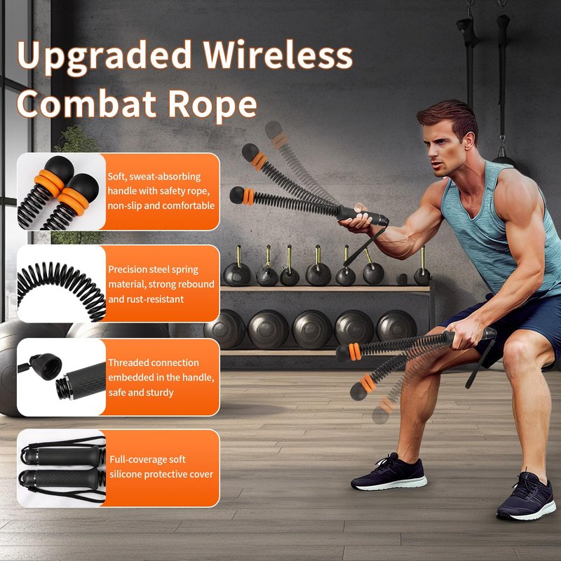 Ropeless Battle Rope, Portable Adjustable Strength Training for Home Gym