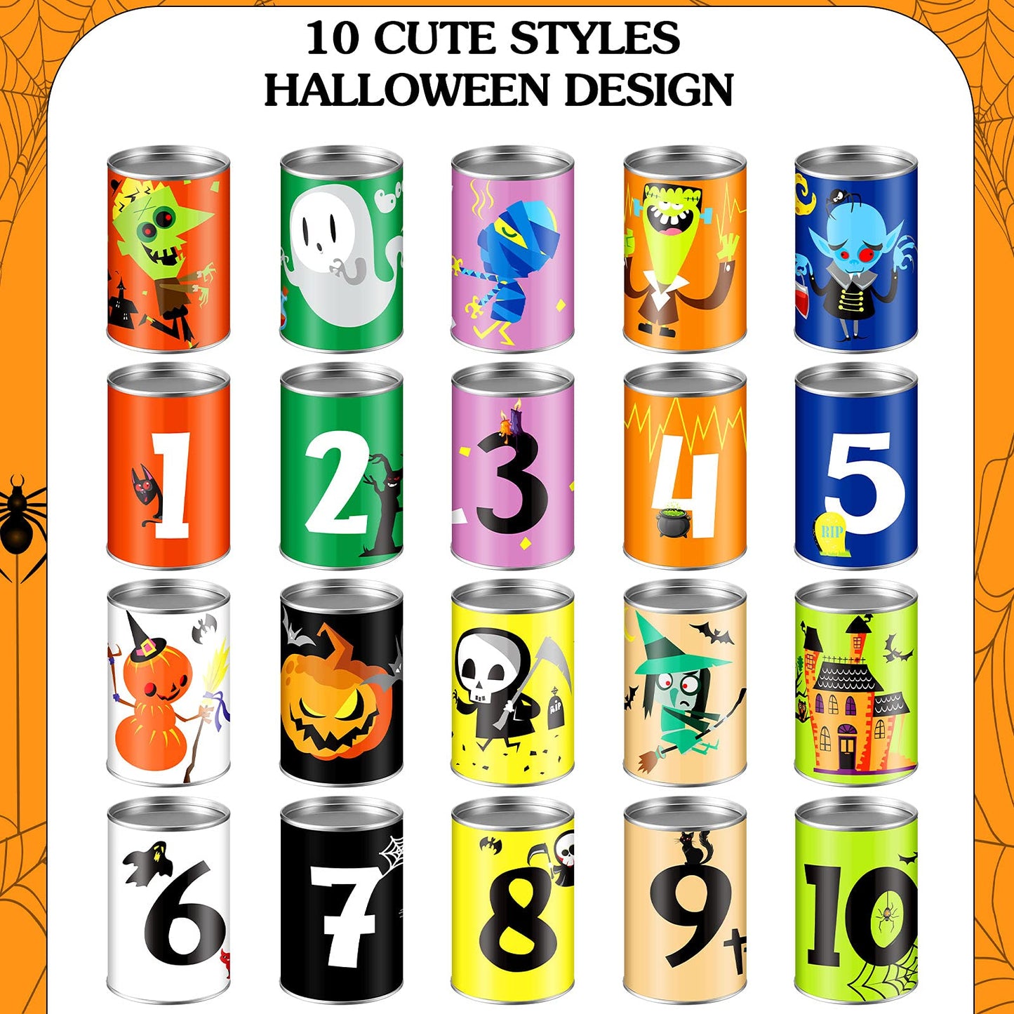 14 Pcs Halloween Party Games for Kids Adults Halloween Carnival Bean Bag Toss Games Metal Cans with 3 Bean Bags in Gift Box Boo Basket Stuffers Gifts for Holiday Trick or Treat Party Supplies