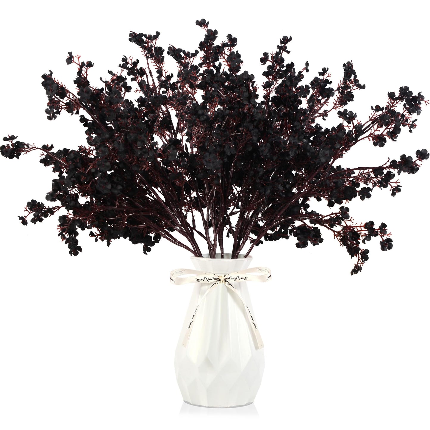 LYDTICK 12 Pcs Halloween Flowers Artificial for Decoration, Babys Breath Artificial Flowers Black Fake Flowers Gypsophila Bouquet for Home Centerpiece Table Décor
