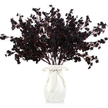 LYDTICK 12 Pcs Halloween Flowers Artificial for Decoration, Babys Breath Artificial Flowers Black Fake Flowers Gypsophila Bouquet for Home Centerpiece Table Décor