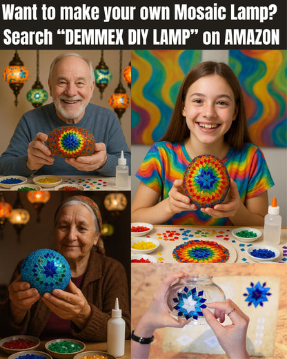 DEMMEX Turkish Moroccan Mosaic Table Lamp – Handcrafted Tiffany-Style Colorful Glass Swan Neck Bedside, Desk, Table Light, Boho Artisan Accent Lighting for Bedroom or Living Room – 15" H, Black White