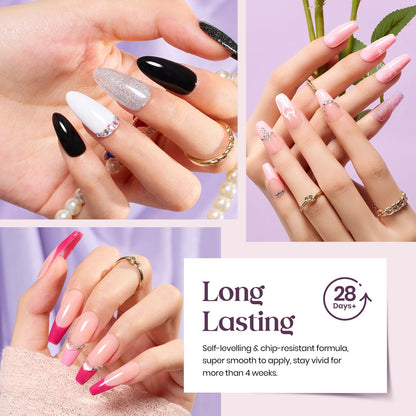 beetles Gel Polish Set - 23Pcs Macaroon Color Gel Nail Kit with Glossy Matte Top Coat Base Coat Yellow Pink White Purple Blue Glitter Bright Uv Nails Paradise Pastel Gel Halloween Gifts for Women