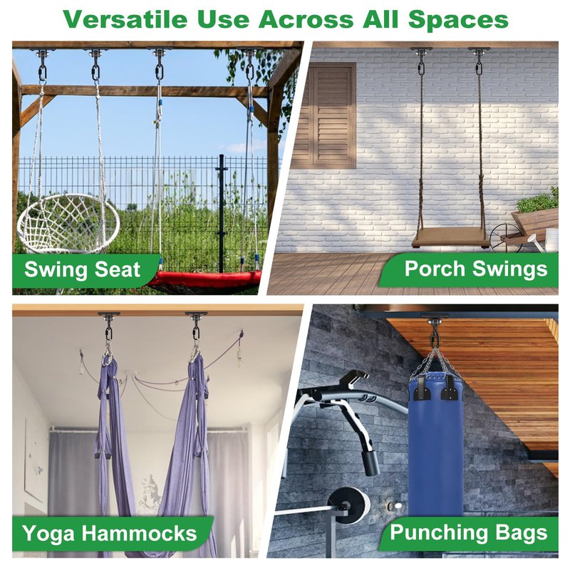 SELEWARE 2000LB Capacity Heavy Duty Swing Hangers, 2 Pack Black Cast Iron Porch Swing Hangers Kit with Screws for Wooden Sets Porch Patio Playground Yoga Hammock Chair Heavy Bag Indoor & Outdoor Use