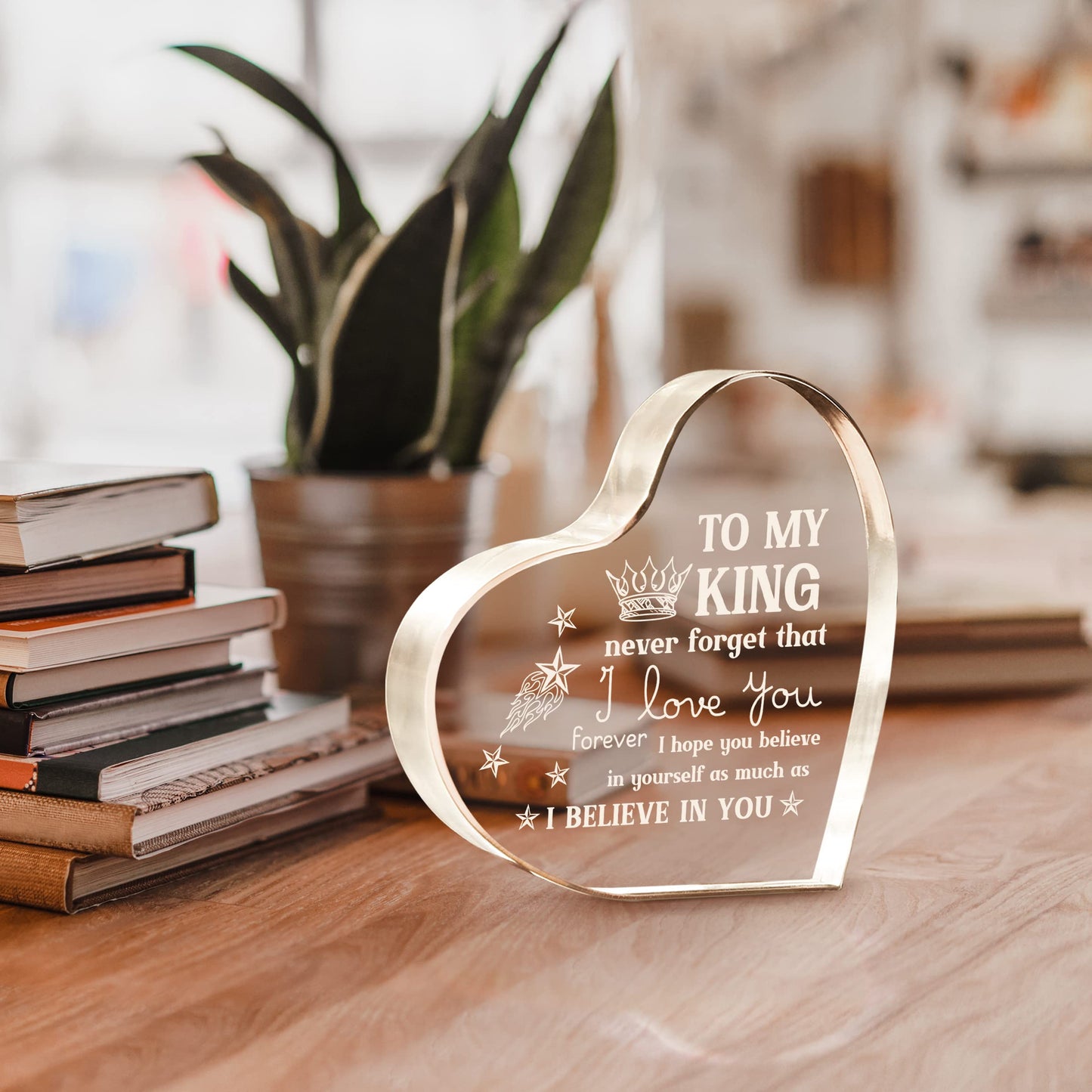 Valentines Day Gifts for Him Boyfriend Husband, Mens Valentines Day Gifts, Anniversary I Love You Gifts for Him, Men's Heart Shaped Acrylic Block -Fathers Day Birthday Gifts for Husband