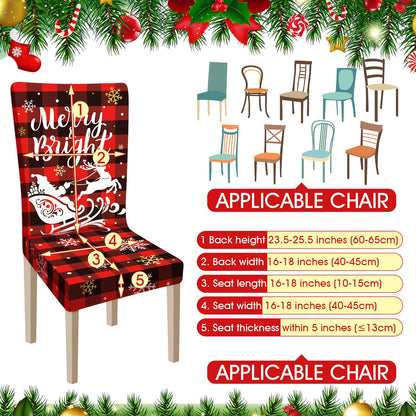 Ganeen 6 Pcs Christmas Chair Covers Merry Christmas Chair Back Cover Stretch Christmas Seat Cover Washable Xmas Dining Chair Protector Slipcover for Dining Room Kitchen Holiday Party (Cute Style)