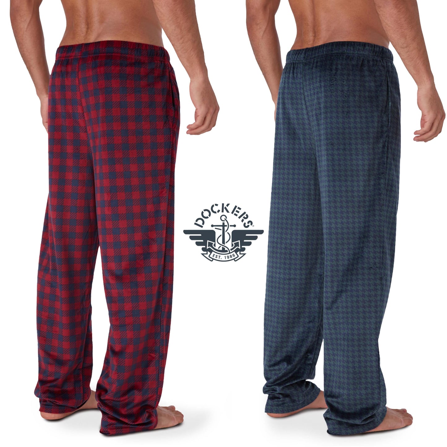 DOCKERS Fleece Pajama Pants for Men, 2 Pack Lounge Sleepwear PJs with Pockets