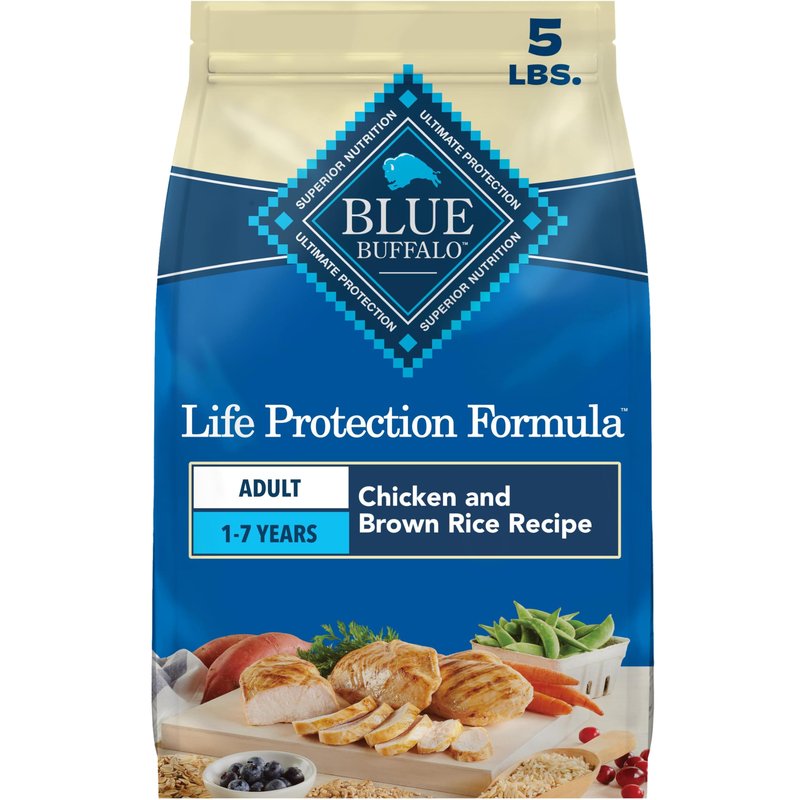 Blue Buffalo Life Protection Formula Chicken & Brown Rice Adult Dry Dog Food, Supports Immunity with Antioxidant-Rich LifeSource Bits, Promotes Healthy Muscle Development, Skin & Coat Health, 5 lbs.