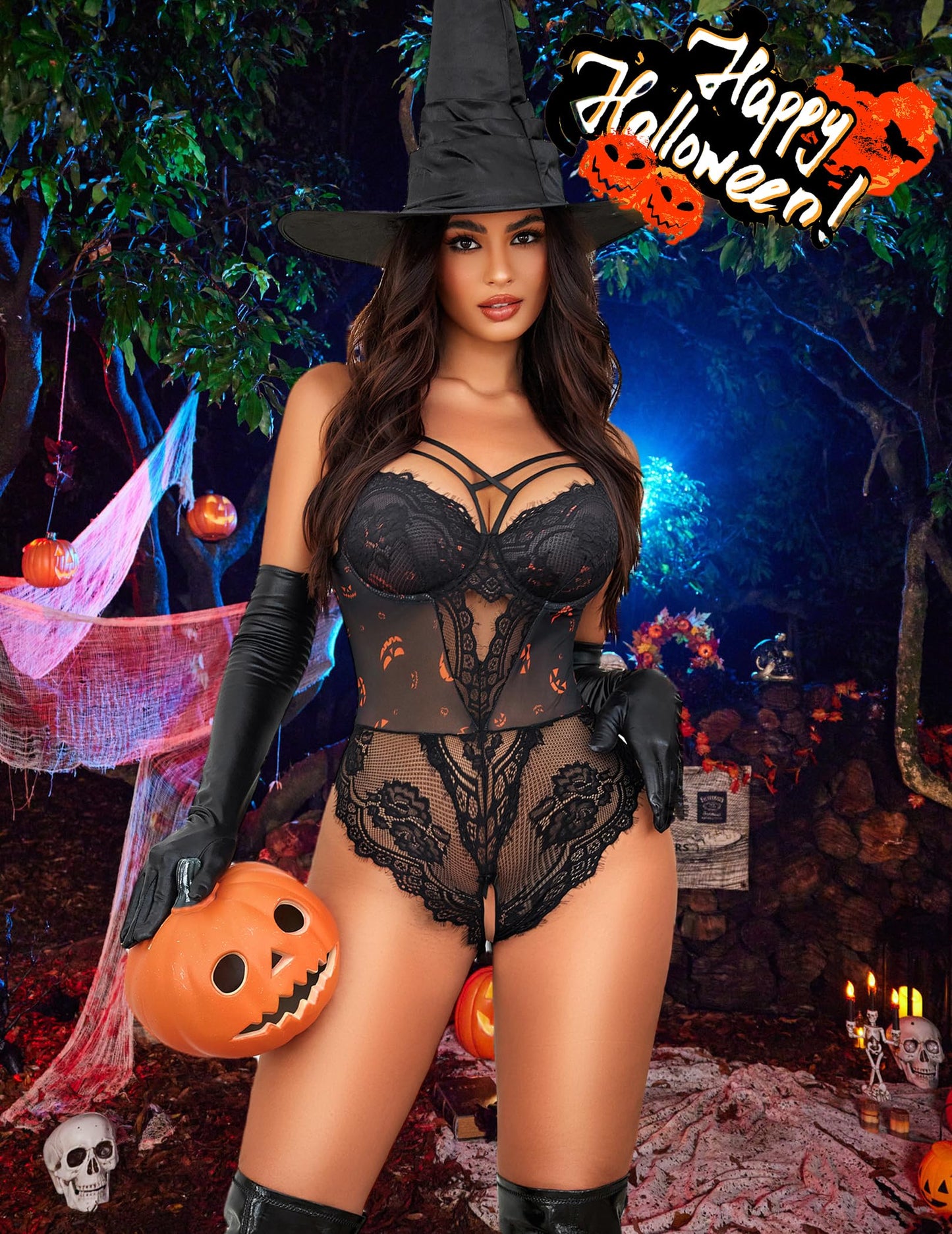 Avidlove Women's Halloween Lingerie - Naughty Outfits Babydoll Teddy Chemise Exotic Sheer Black