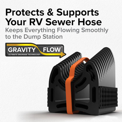 Camco Sidewinder 15-Ft RV Sewer Hose Support - Flexible Telescoping Design for Avoiding Obstacles & Deep Cradles Secure RV Sewer Hose - Out-of-The-Box Ready & Folds for RV Storage (43043)
