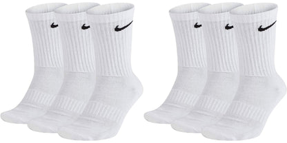 Nike Men's Everyday Cushioned Crew Training Socks (6 Pairs), White, L