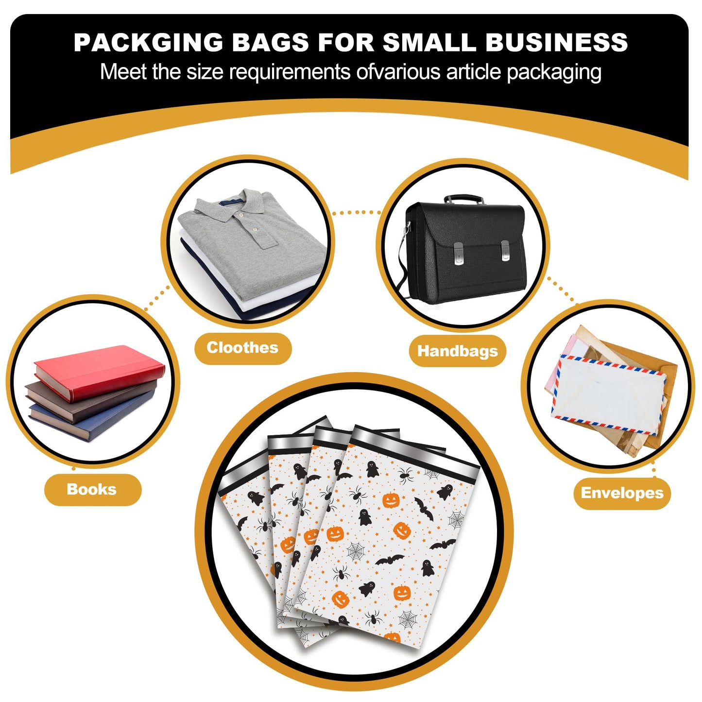 JinRuiKJ Halloween Poly Mailer 10x13 Inch 25 Pcs, Waterproof and Tear-Resistant Shipping Bags for Clothing, Cute Mailing Envelopes with Self-Seal, Halloween Printed Packaging Bags