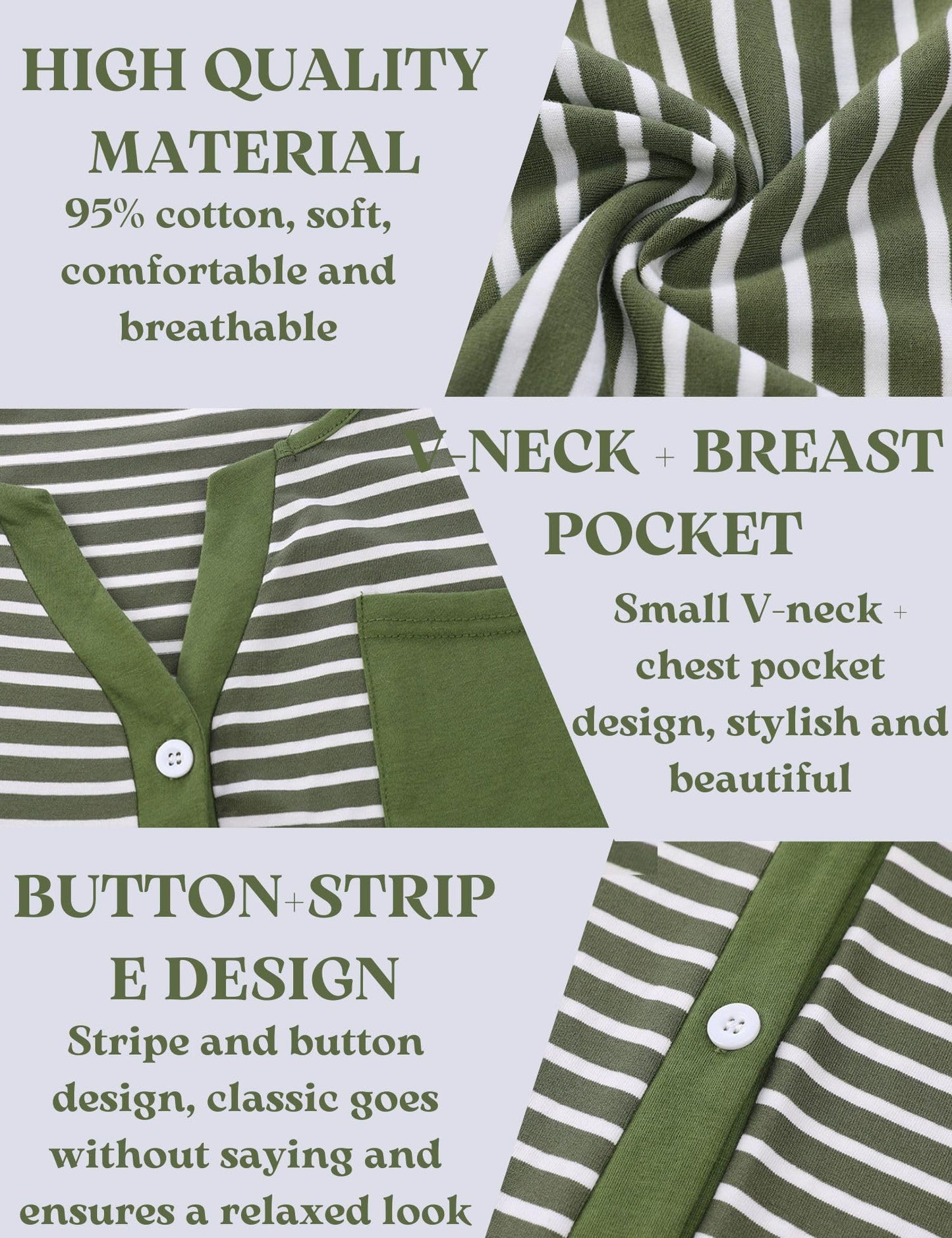 Marvmys Maternity Nightdress For Hospital Breastfeeding Nightwear 3/4 Length Sleeves Nursing Nightgown Button Down Sleep Shirt V Neck Pajama Soft Loungwear For Pregnant Women A-Green M