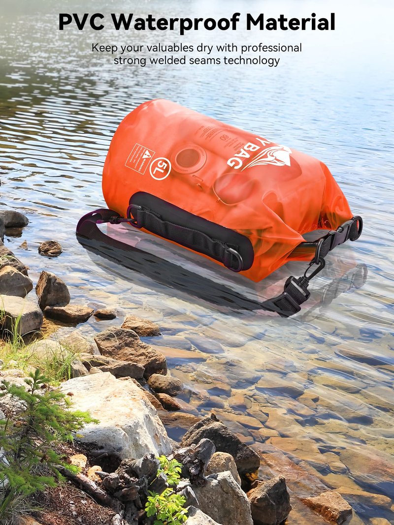 HEETA Dry Bag Waterproof for Women Men, Roll Top Lightweight Dry Storage Bag Backpack with Phone Case for Travel Swimming Boating Kayaking Paddle Board Camping Beach Accessories (Orange, 30L)
