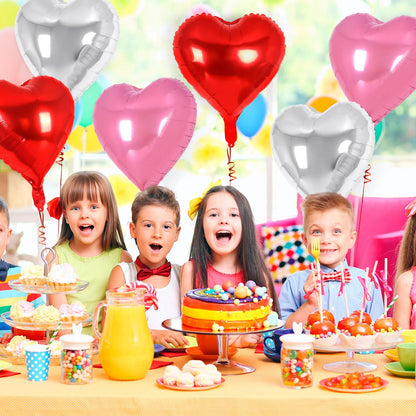 12 Pcs Red Heart Balloons,18 Inch Heart Foil Balloons Love Balloon Valentine Balloon for Birthday Party Wedding Engagement Party Baby Shower Valentine Day Decorations (red)
