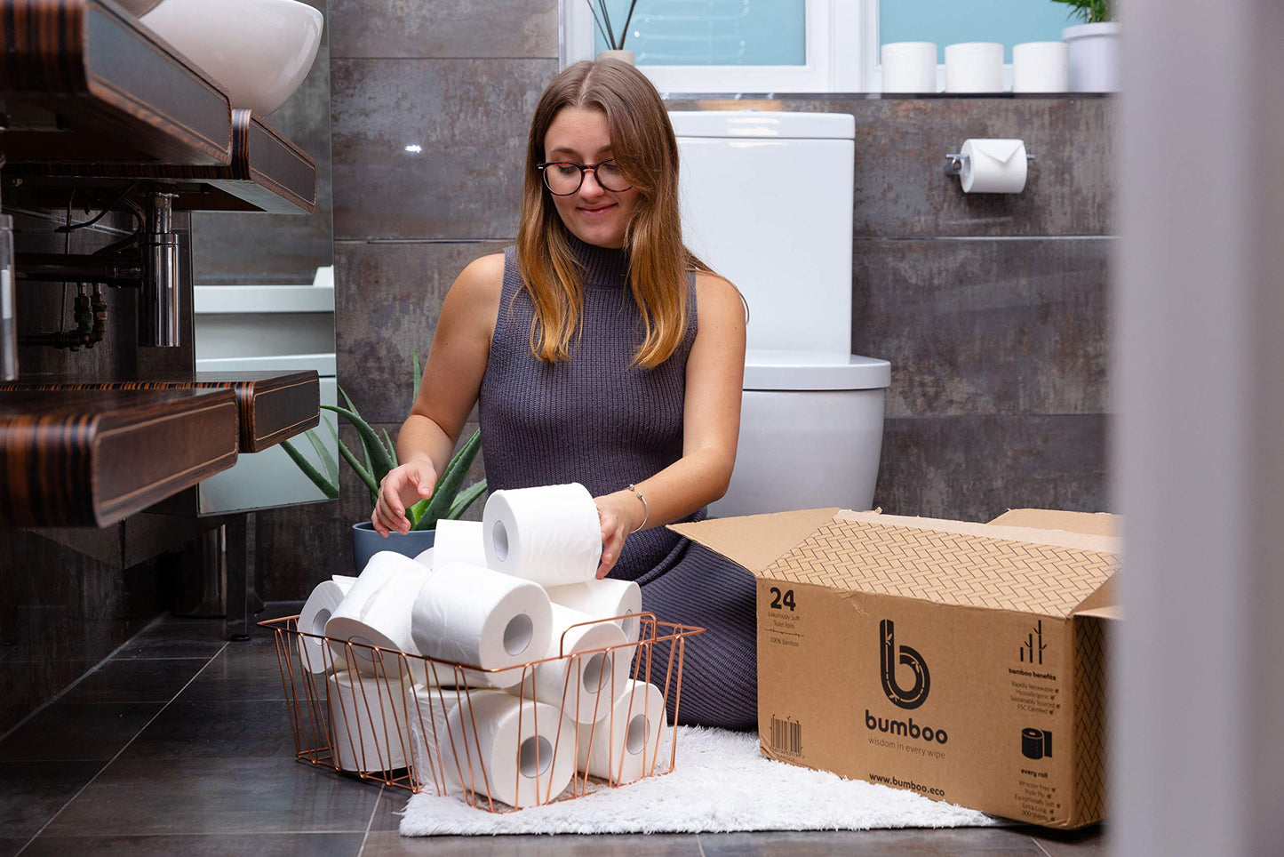 Bumboo Bamboo Toilet Roll 24 Pack | Toilet Paper 3 ply, 300 Sheets | Organic Eco Toilet Paper | Plastic-Free, Soft, Strong, Sustainable & Biodegradable Toilet Tissue