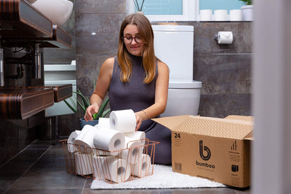 Bumboo Bamboo Toilet Roll 24 Pack | Toilet Paper 3 ply, 300 Sheets | Organic Eco Toilet Paper | Plastic-Free, Soft, Strong, Sustainable & Biodegradable Toilet Tissue