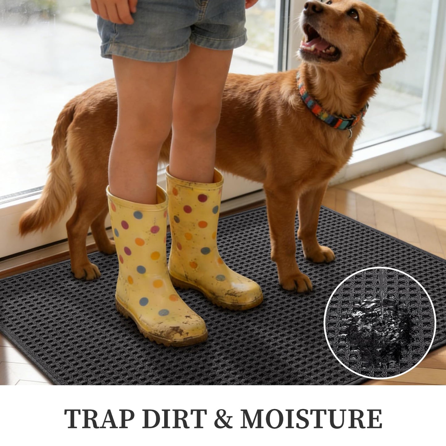 YIHOUSE Indoor Door Mat 24" x 36", Non-Slip Washable Entryway Mat, Dirt Trapper Absorbent Entrance Mat, Low Profile Floor Mat for Front/Back Door, Entryway, Dark Gray ﻿