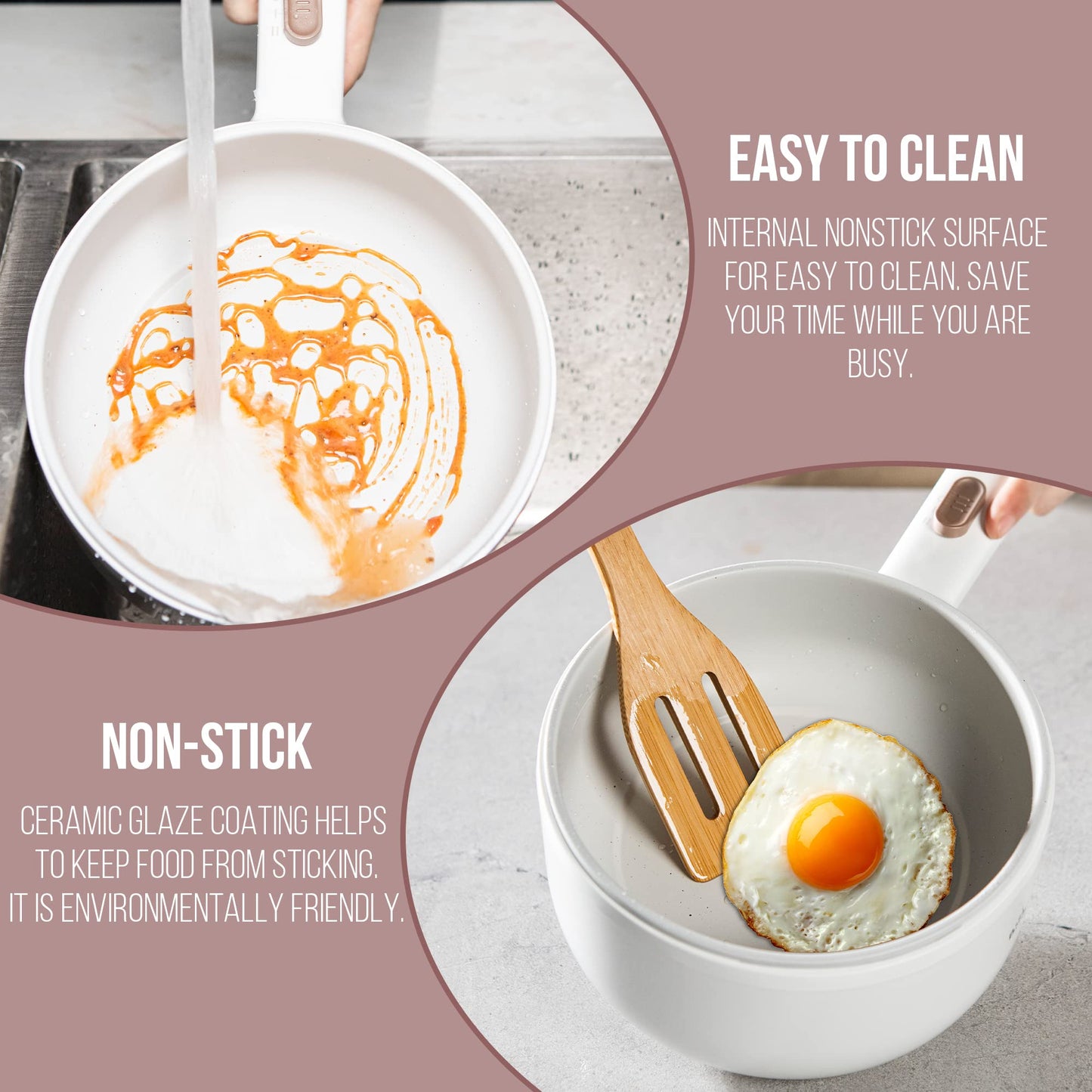 Bear Hot Pot Electric with Steamer, 1.6L Rapid Noodles Cooker, Mini Pot, Non-Stick Frying Pan for Steak, Ramen, Egg, Oatmeal, Soup with Power Adjustable