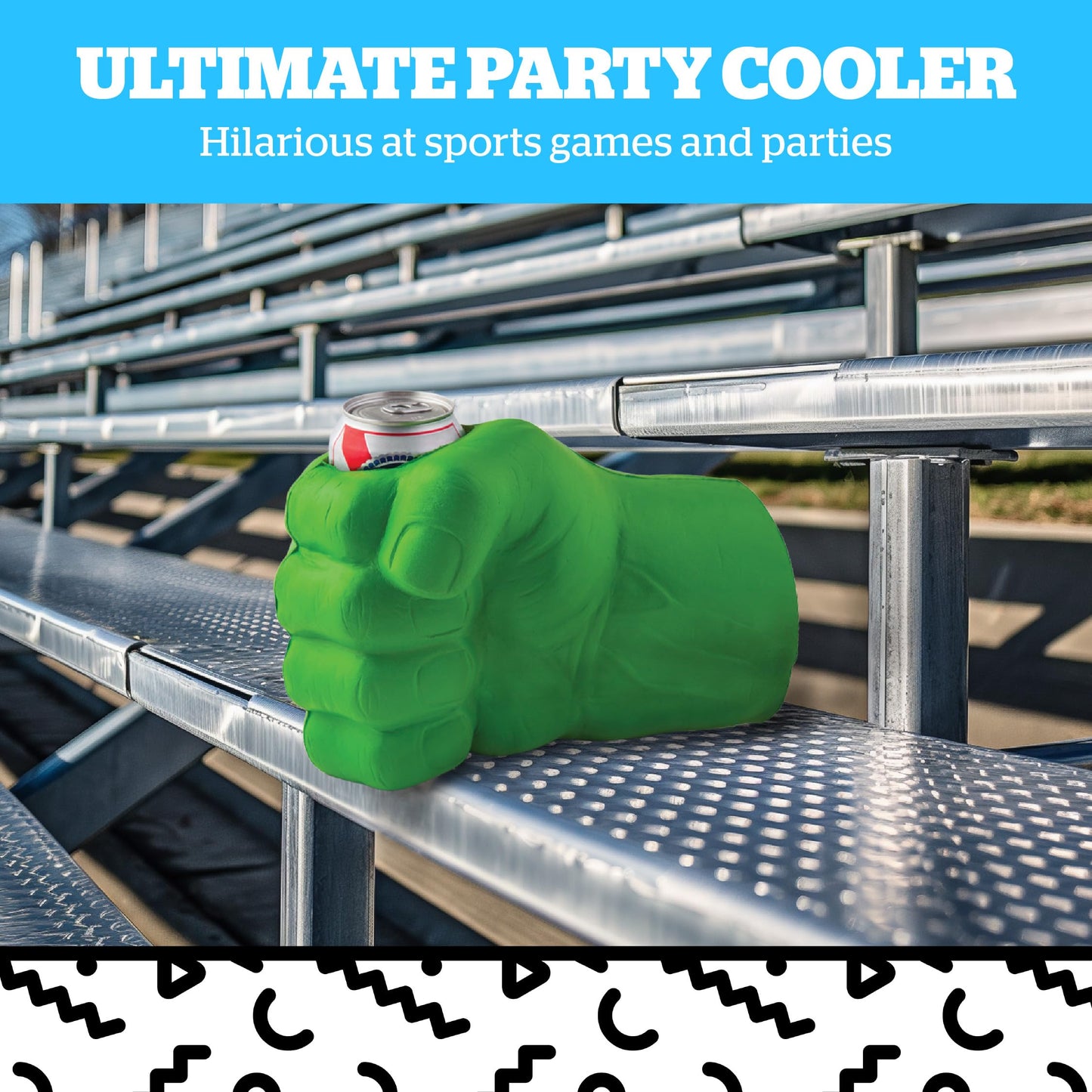 BigMouth Inc Foam Drink Kooler, Soft Sided Beer Cooler, Portable Party Beverage Holder for Soda Cans, Funny Can Cooler - The Green Beast Giant Fist