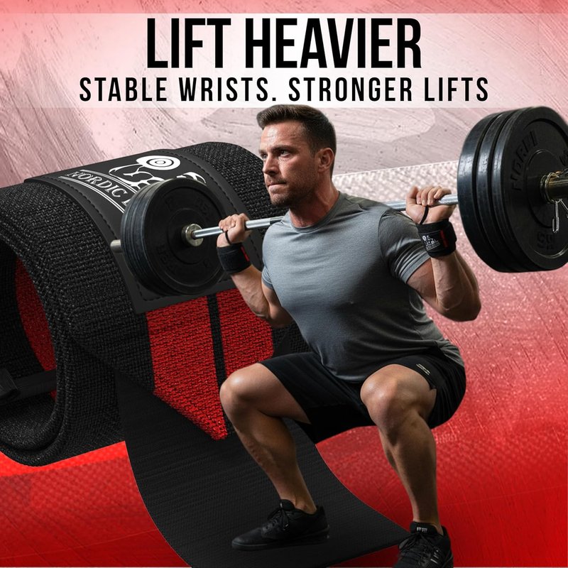 Nordic Lifting Wrist Wraps - Durable Weightlifting Support Straps with Thumb Loop | 1 Pair for Men & Women