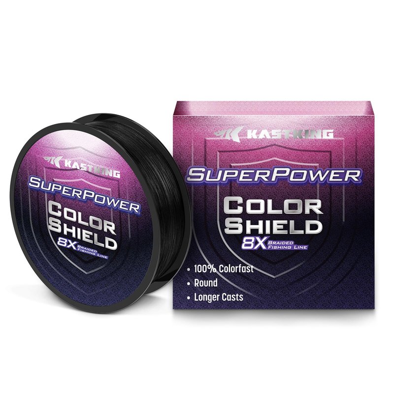 KastKing Superpower ColorShield Braided Fishing Line, Black,20LB,500Yards,X8