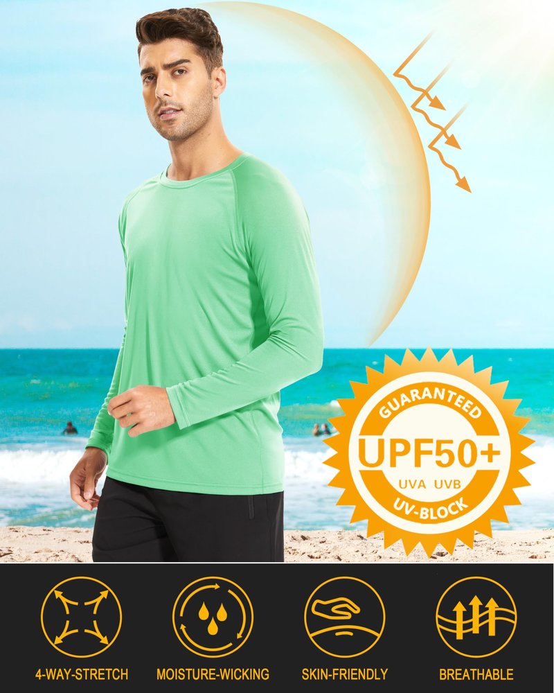 MAGCOMSEN Hiking Shirts for Men Long Sleeve Running Shirts Quick Dry Shirts UV Protection T Shirts Sun Protection Athletic Shirts