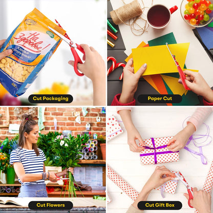 iBayam All Purpose Scissors for Construction Scrapbook Kraft Craft Paper, Gifts Wrapping Packing Paper Cutter Tool, 3 Pack Ultra Sharp 8" Thick Blade Comfort-Grip Scissors for Moving Package Supplies