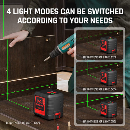 Motovera Laser Level, 100 feet Self Leveling Laser Level, Green Cross Line Rotary Lasers, 4 Brightness Adjustment, Manual Self leveling and Pulse Mode, IP54 Waterproof Battery Carrying Bag Included