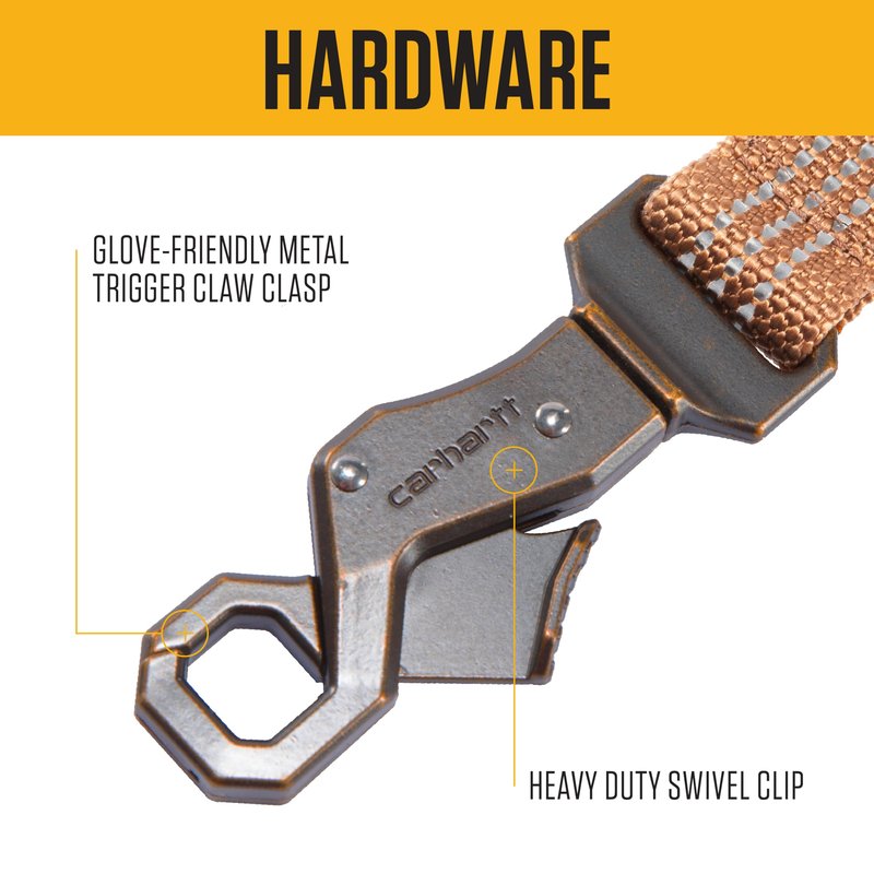 Carhartt Dual Handle Dog Leash, Durable Nylon Webbing Fabric W/Secure Metal Trigger Claw Clasp, Deep Wine, Large