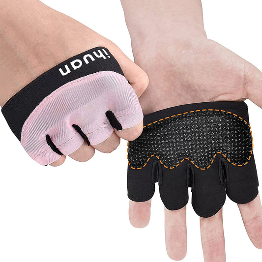 ihuan New Weight Lifting Gym Workout Gloves Men & Women, Partial Glove Just for The Calluses Spots, Great for Weightlifting, Exercise, Training, Fitness… (Pink, XS)