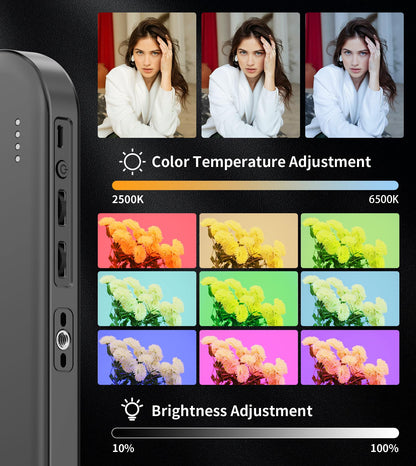Double-Sided Magnetic Phone Ring Flash with Mini Tripod Stand,448 LED 6000mAh Rechargeable RGB Selfie Light for iPhone,Handheld Stabilizer with Light for Magsafe/Phones/Video Recording/Makeup/Photos