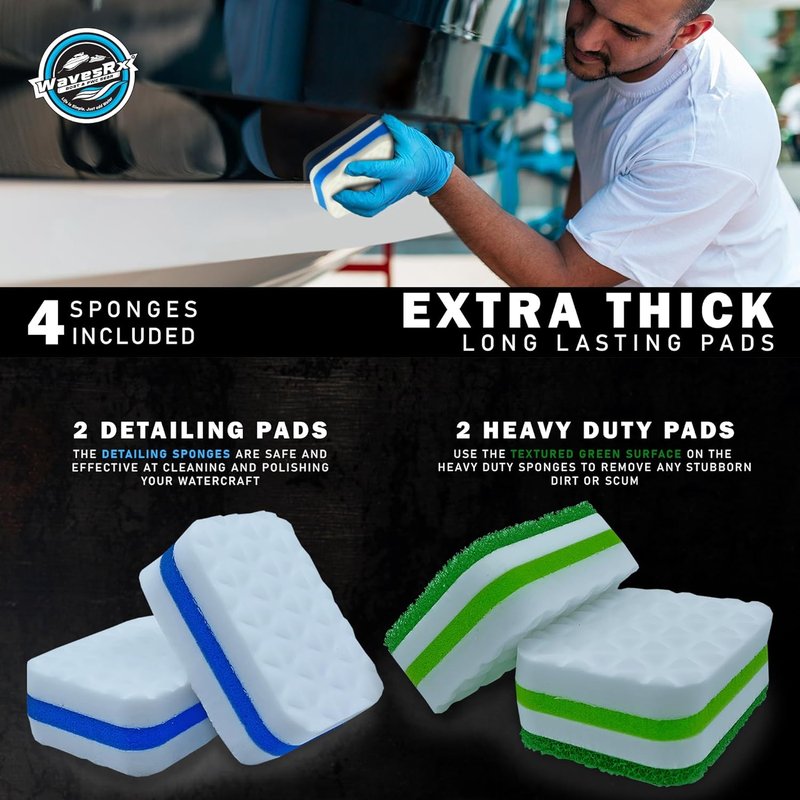 Marine Scuff & Dirt Eraser Sponges - Magic Cleaning Pads for Boats, Jet Skis & PWCs | Effortlessly Remove Deck Marks & Grease